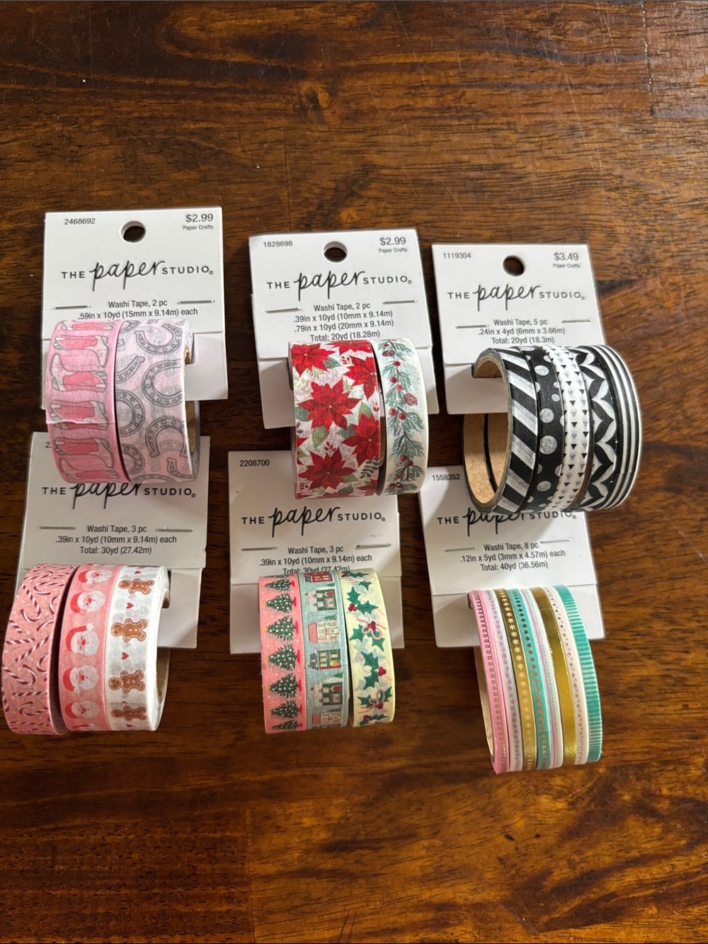 Washi Tape Assortment - Pink, Red, Black, Green, Gold Accents